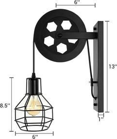 img 3 attached to 🔦 Ретро промышленная настенная арматура с ключевым гнездом-шкивом - светильник BAYCHEER HL471082 LED черного цвета для внутреннего освещения, амбара и ресторана.