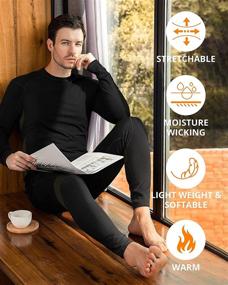 img 2 attached to 👕 Runhit Men's Thermal Underwear Set: Fleece Lined Long Johns Base Layer, Long Sleeve Thermal Shirts & Pants for Cold Weather