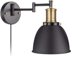 img 4 attached to 🏭 Industrial Swing Arm Wall Lamp with Plug-in Cord, Bronze and Black Paint Finish, E26 Base, 1-Light