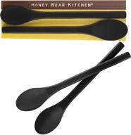 silicone stirring spoon set for coffee & tea ☕🐻 - honey bear kitchen (black bear black, pack of 2) logo