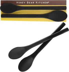 img 4 attached to Silicone Stirring Spoon Set for Coffee & Tea ☕🐻 - Honey Bear Kitchen (Black Bear Black, Pack of 2)