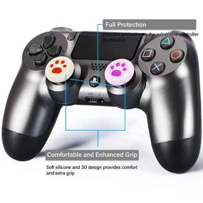 img 1 attached to 🐾 Enhance Gaming Experience with Playrealm Soft Rubber Silicone 3D Texture Thumb Grip Cover Set - Compatible with PS5, PS4, Xbox Series X/S, Xbox One, and Switch PRO Controller (Cat Paw Brown Purple)