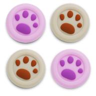 🐾 enhance gaming experience with playrealm soft rubber silicone 3d texture thumb grip cover set - compatible with ps5, ps4, xbox series x/s, xbox one, and switch pro controller (cat paw brown purple) logo