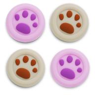 🐾 enhance gaming experience with playrealm soft rubber silicone 3d texture thumb grip cover set - compatible with ps5, ps4, xbox series x/s, xbox one, and switch pro controller (cat paw brown purple) логотип