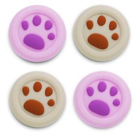 img 4 attached to 🐾 Enhance Gaming Experience with Playrealm Soft Rubber Silicone 3D Texture Thumb Grip Cover Set - Compatible with PS5, PS4, Xbox Series X/S, Xbox One, and Switch PRO Controller (Cat Paw Brown Purple)