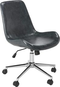 img 3 attached to 🪑 SAFAVIEH Fletcher Dark Grey Faux Leather/ Chrome Swivel Office Desk Chair with Adjustable Height - Home Collection