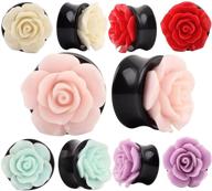 ipink-10 pcs rose flower ear expander tunnel: unique body piercing jewelry range in 8mm-25mm sizes logo