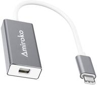 🔌 адаптер amiroko usb-c к mini displayport: поддержка 4k для macbook pro, alienware, монитор dell - серый логотип