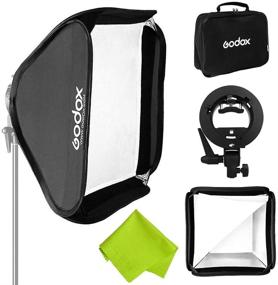 img 4 attached to 📦 Universal Softbox (32"x32") with S-Type Speedlite Bracket for Flash Bowens Elinchrom Mount Accessories – Foldable, Direction Adjustable (80cmx80cm) by Godox