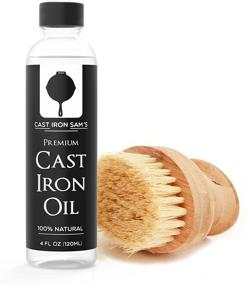 img 4 attached to Ultimate Cast Iron Seasoning Oil and Natural Wood Scrubber Brush Cleaning Kit - Unmatched Quality!