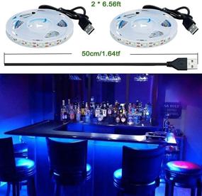 img 1 attached to 💡 KXZM USB Blue LED Strip Light, 5V USB Powered, 13.2ft, 240 LEDs, Flexible SMD2835, High Brightness, 460-465nm, Non-Waterproof IP33, LED Tape Lights (2 sets x 6.6ft)