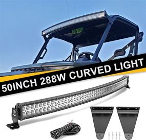 img 1 attached to 🔦 DaSen Upper Roof Brackets Pro-fit Cage Mount with 50/52 Inch 288W High Power Curved LED Light Bar, Wiring Kit for Polaris Ranger 570/900/1000