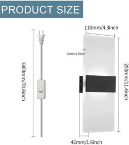 img 3 attached to 💡 Contemporary LED Wall Sconce Set: 12W Modern Plug-in Wall Lamp with Acrylic Light, On/Off Switch, and 6FT Cord - Indoor Lighting Solution