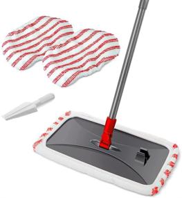 img 4 attached to 🧹 Versatile Large Surface Microfiber Flat Mop Kit: Effortless Cleaning with 3 Reusable Mop Heads, Comb Scrapper, and Telescopic Handle - Ideal for Hardwood, Laminate, Tile, and Ceramic Floors