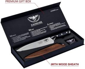 img 3 attached to 🔪 Eagshark Leader Series 9” High Carbon Stainless Steel Chef's Knife - G10 Handle, Wood Sheath, Beautiful Gift Box - Improved SEO