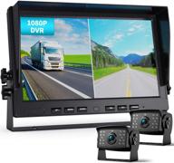 fookoo ⅱ hd 1080p wired backup camera system kit – 10 inch dual split screen monitor with recordings, ip69 waterproof front view & rear view cameras, parking lines – ideal for truck, semi-trailer, box truck, rv (dy102) logo