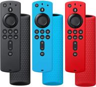 📱 symotop 3 пакета силиконового чехла для дистанционного пульта fire tv stick 4k / fire tv cube / fire tv (3-го поколения) - совместим с новым пультом alexa voice remote 2-го поколения (черный, синий, красный) логотип