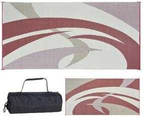 img 4 attached to Outdoor Patio / RV Camping Mat - Reversible Swirl Design (Burgundy/Brown, 9ft x 18ft)