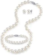 женский набор украшений с жемчугом пресноводного происхождения - ожерелье, браслет, серьги из серебра 925 пробы | the pearl source логотип