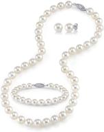 women's freshwater cultured pearl jewelry set - necklace, bracelet, earrings in 925 sterling silver | the pearl source logo