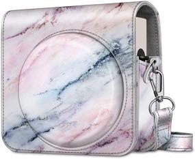 img 4 attached to 📸 Fintie Protective Case for Fujifilm Instax Square SQ1 Instant Camera - Stylish Vegan Leather Marble Pink Cover with Adjustable Strap
