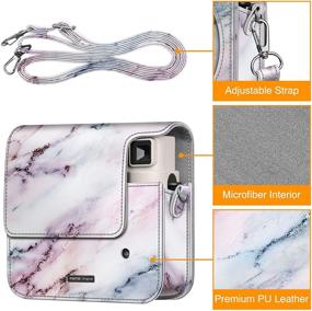 img 2 attached to 📸 Fintie Protective Case for Fujifilm Instax Square SQ1 Instant Camera - Stylish Vegan Leather Marble Pink Cover with Adjustable Strap