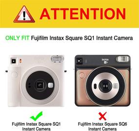 img 3 attached to 📸 Fintie Protective Case for Fujifilm Instax Square SQ1 Instant Camera - Stylish Vegan Leather Marble Pink Cover with Adjustable Strap