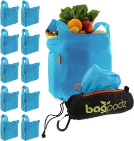 img 1 attached to BagPodz: Reusable Washable Grocery Shopping Bags - Compact Pod with Carry Clip - RipStop Nylon - Holds 50lbs