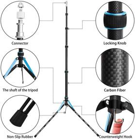 img 2 attached to 📷 87-inch Carbon Fiber Photography Tripod Light Stand by FOSOTO – Lightweight, Compact Autograph Studio Equipment Softbox Umbrella Shooting Video Filming Speedlight Pho