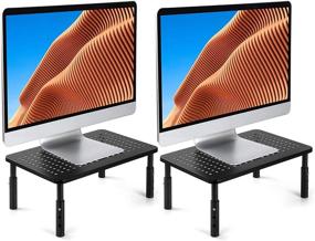 img 4 attached to 🖥️ LORYERGO Monitor Riser Stand - Adjustable Computer Stand with Storage - 2 Pack