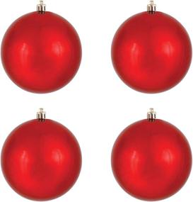 img 1 attached to 🎄 Pack of 4 Vickerman 6-Inch Shiny Red Ball Ornaments