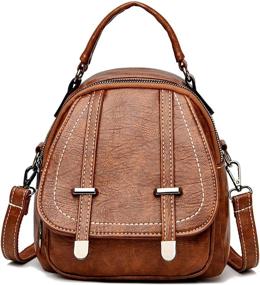 img 4 attached to 🎒 Stylish and Versatile Mini Backpack Purse for Women: NZ SIXVONA Convertible Vintage Brown Bag 3 Ways to Carry