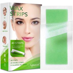 img 4 attached to 🔴 Nopunzel Facial Wax Strips: Hypoallergenic Hair Removal Kit for All Skin Types - 40 Face Wax Strips (2 Sizes) + 4 Calming Oil Wipes