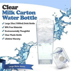 img 2 attached to 🥛 LARGE 33oz (1000mL) CLEAR Water Bottle – Milk Carton Shape - BPA Free - Reusable & Environmentally Friendly – Clear Carton Juice Bottle – 33oz Travel Size + Free Bottle Brush!