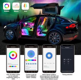 img 2 attached to 🚗 Enhance Your Car's Interior with Moobibear RGBIC Interior Car Lights - Sync via Music & Control with APP & Remote, Dreamcolor Chasing LED Lights, Under Dash Lighting with Car Charger - DC 12V