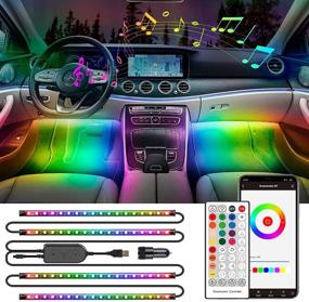 img 4 attached to 🚗 Enhance Your Car's Interior with Moobibear RGBIC Interior Car Lights - Sync via Music & Control with APP & Remote, Dreamcolor Chasing LED Lights, Under Dash Lighting with Car Charger - DC 12V