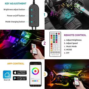 img 1 attached to 🚗 Enhance Your Car's Interior with Moobibear RGBIC Interior Car Lights - Sync via Music & Control with APP & Remote, Dreamcolor Chasing LED Lights, Under Dash Lighting with Car Charger - DC 12V