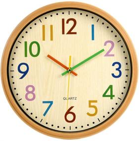 img 4 attached to 🕘 VREAONE Silent Kids Wall Clock: Colorful 12 Inch Non-Ticking Quartz Decorative Clock for Children's Nursery, Bedroom, School Classroom - Battery Operated