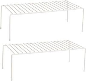 img 4 attached to 🗃️ Lonian Metal Wire Rack Kitchen Cupboard Organizer - White (Pack of 2) for Optimized Home & Kitchen Storage in Cabinets, Countertops, Pantries, and Utensils