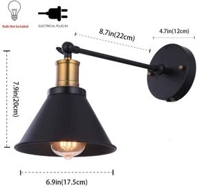 img 3 attached to 💡 YILYNN Industrial Swing Arm Wall Lights Plug in Cord - Vintage Simplicity Black Finish Metal Wall Lamp Set of 2