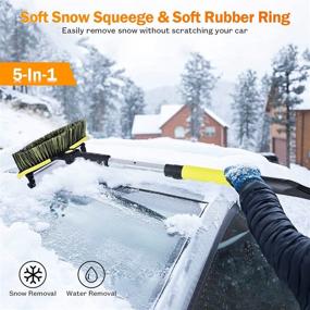 img 2 attached to 🧊 GEJRIO 5-in-1 Ice Scraper & Snow Brush with Squeegee - Extendable 29.9" to 37.5" - Ideal for Car Windshields, Driveways, SUVs, and Trucks