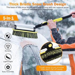 img 3 attached to 🧊 GEJRIO 5-in-1 Ice Scraper & Snow Brush with Squeegee - Extendable 29.9" to 37.5" - Ideal for Car Windshields, Driveways, SUVs, and Trucks