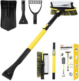 img 4 attached to 🧊 GEJRIO 5-in-1 Ice Scraper & Snow Brush with Squeegee - Extendable 29.9" to 37.5" - Ideal for Car Windshields, Driveways, SUVs, and Trucks