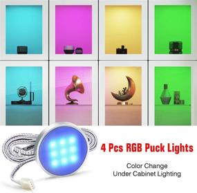 img 3 attached to 🔦 MYPLUS RGB Under Cabinet Lighting LED Puck Lights with Remote Control – 44-Key Color Change LED, Easy Stick-on Furniture Installation, Kitchen Cabinet Lighting Kit for Counter, Shelf, and Display Case