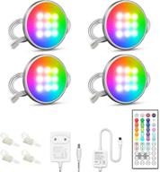 🔦 myplus rgb under cabinet lighting led puck lights with remote control – 44-key color change led, easy stick-on furniture installation, kitchen cabinet lighting kit for counter, shelf, and display case логотип