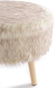 img 3 attached to 🪑 Cheer Collection 17-Inch Round Ottoman: Luxurious Tan Wolf Faux Fur Foot Stool with Wooden Legs – Super Soft and Stylish