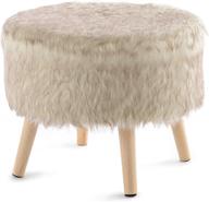 🪑 cheer collection 17-inch round ottoman: luxurious tan wolf faux fur foot stool with wooden legs – super soft and stylish logo