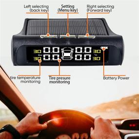 img 2 attached to 🚗 Smart Car Tire Pressure Monitoring System - 6 Alarm Modes for Universal Vehicles - Wireless Solar & USB Charge - 4 External Cap Sensors Included - Real-Time Pressure & Temperature Alerts