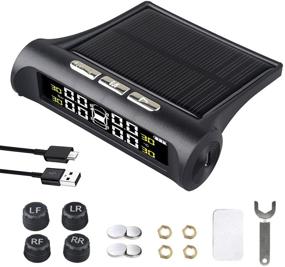 img 4 attached to 🚗 Smart Car Tire Pressure Monitoring System - 6 Alarm Modes for Universal Vehicles - Wireless Solar & USB Charge - 4 External Cap Sensors Included - Real-Time Pressure & Temperature Alerts