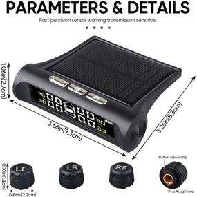 img 1 attached to 🚗 Smart Car Tire Pressure Monitoring System - 6 Alarm Modes for Universal Vehicles - Wireless Solar & USB Charge - 4 External Cap Sensors Included - Real-Time Pressure & Temperature Alerts